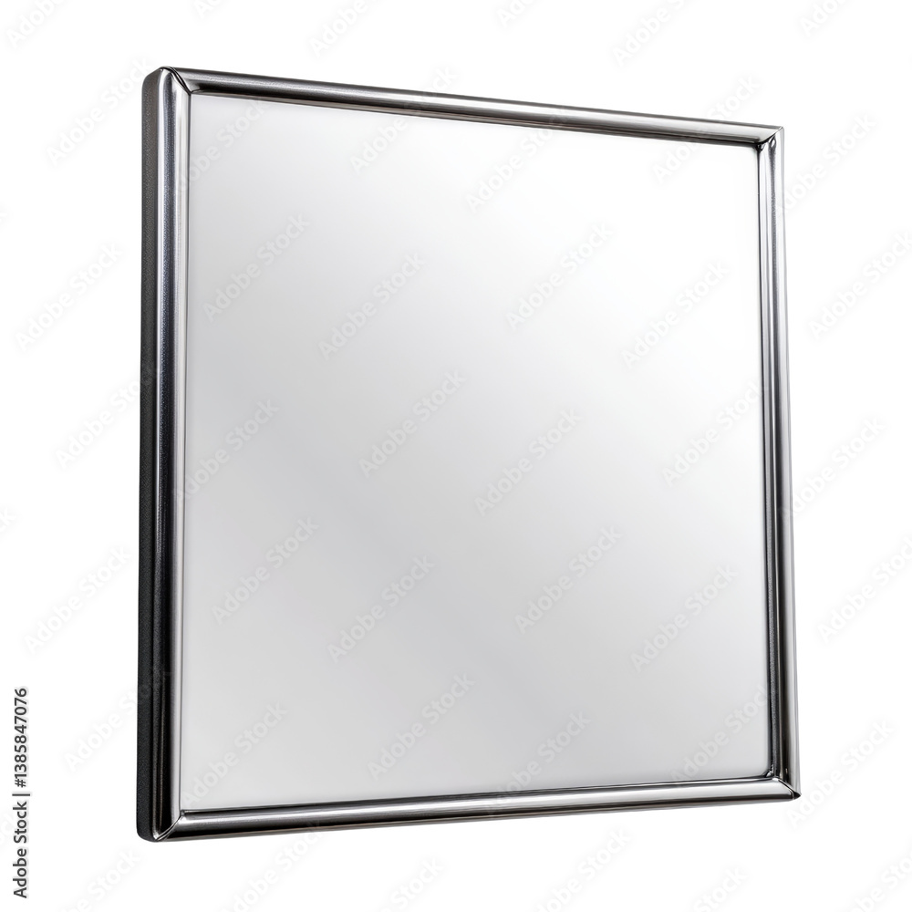 Poster sleek and modern mirror against a white background reflecting light and adding depth to any room or 