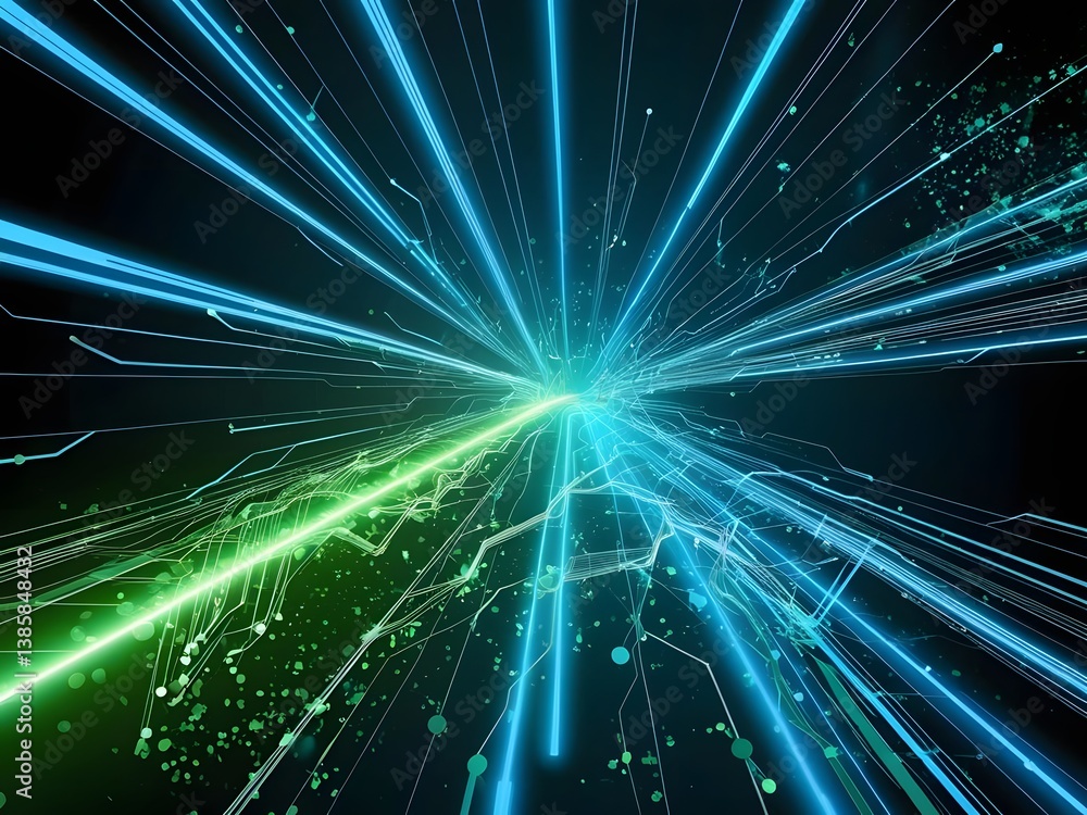 Poster abstract light trails of data flow