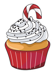Cute and tasty cupcake illustration with decorative frosting and sprinkles. Great for branding, stickers, invitations, recipe books, and food-related designs. Perfect for commercial or personal use.