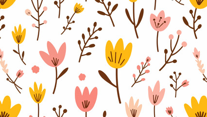 Seamless floral pattern. Beautiful flowers on a white background.