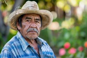 Portrait of a middle aged Mexican male gardener