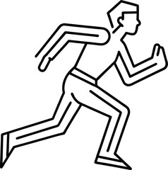 Outline Style Man Running Icon on Transparent Background