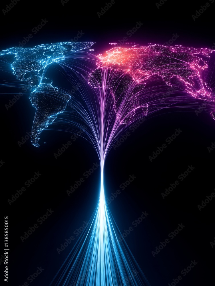 Aufkleber global network connectivity visualization - a detailed visualization of global network connections, 