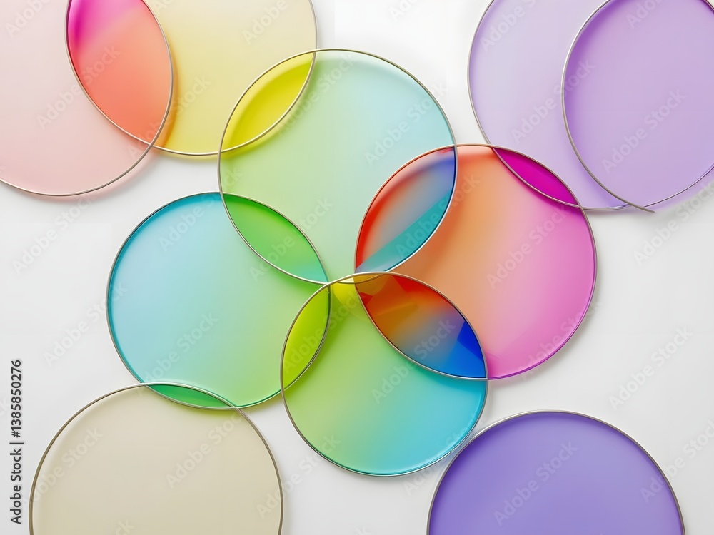 Poster colorful translucent overlapping circles creating a vibrant abstract design
