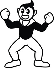 Vintage Cartoon Character Striking a Pose with Confident Expression on White