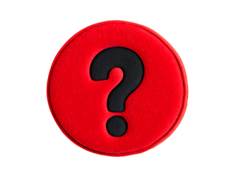 Red circular speech bubble with question mark isolated on transparent background