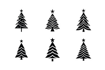 set of christmas trees vector illustration