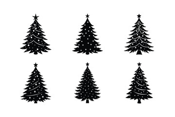 Obraz premium christmas tree set vector illustration