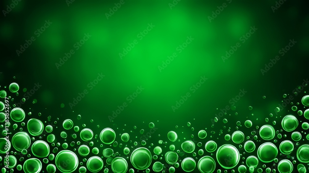 Poster green bubbles abstract background - abstract background featuring a collection of green bubbles on a