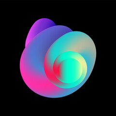 Colorful abstract swirling shape on black background