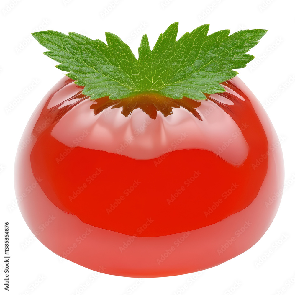 Poster fresh red tomato with a smooth surface resting on a neutral background highlighting its bright color