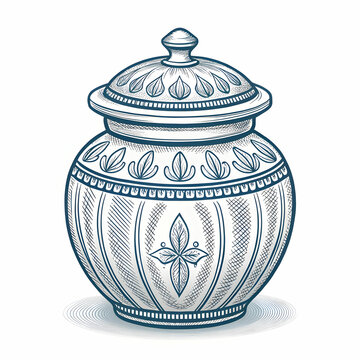 blue ornate jar with lid clip art preview