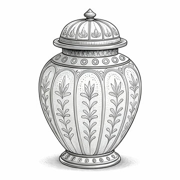 ornate monochrome vase with lid clip art preview