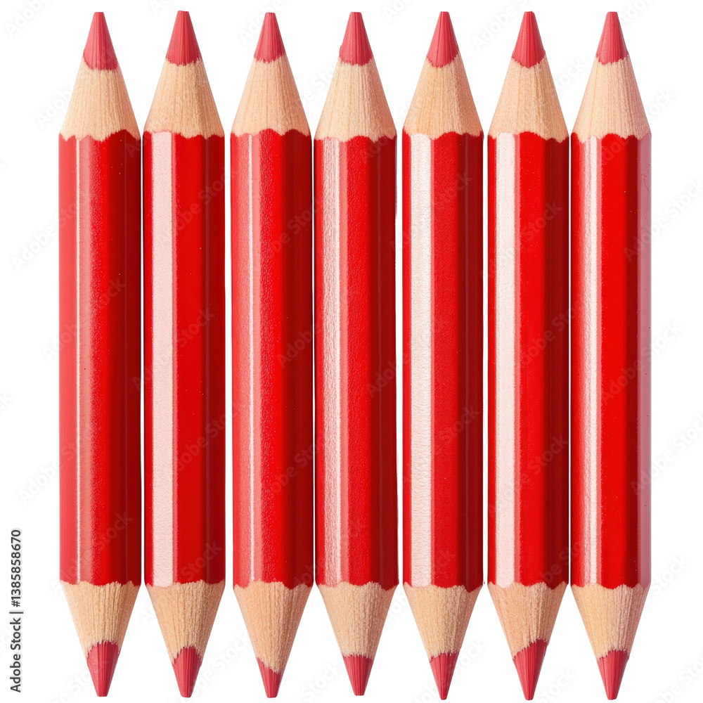 Aufkleber vibrant red pencils arranged neatly on a surface highlighting their bright color and points for scho