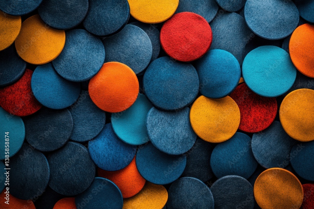 Poster colorful circles arranged in a textured pattern vibrant hues of red orange yellow and blue create a 