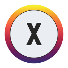 Gradient Circle with Bold : A vibrant circular graphic with a smooth yellow to purple gradient framing a prominent black Lowercase letter x on a light gray center. Ideal for initial concepts