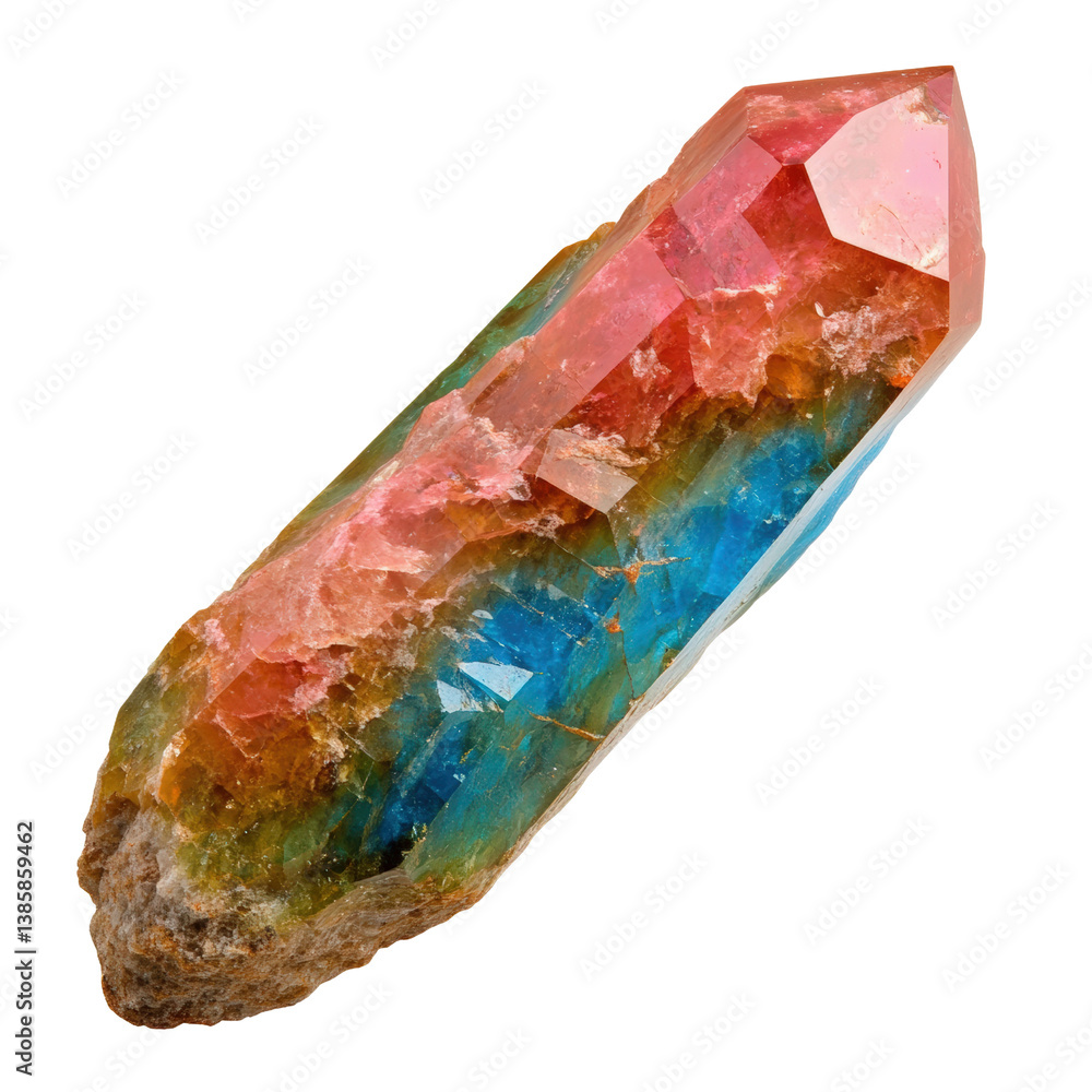 Poster large and colorful crystal sparkling under light displaying its unique patterns and beauty in a deco