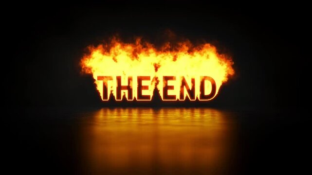 Burning the end text on black background