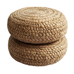 Woven Jute Poufs with Durable Textures Isolated on Transparent Background