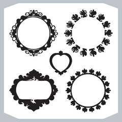 Vintage Calligraphic Decorative Frames and Ornamental Labels Set with Elegant Silhouettes