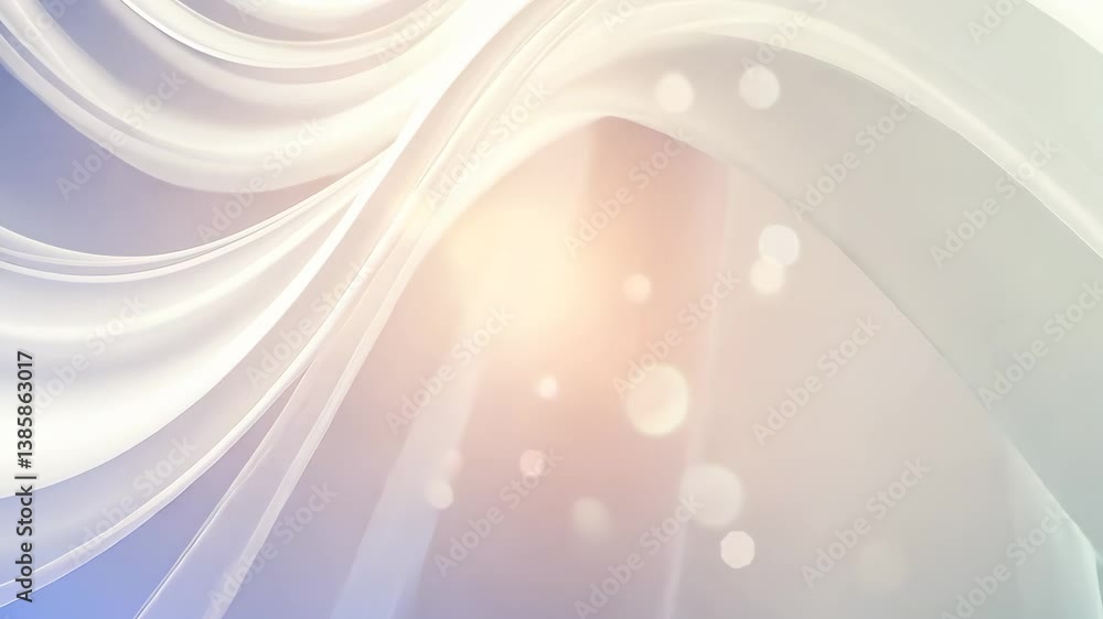 Poster abstract white waves with soft light and bokeh effect background for modern presentation