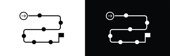 Project plan vector icon set. Project plan vector symbol. Journey path sign. Business guideline vector icon. Project timeline vector symbol. Route navigate line sign for UI designs. EPS 10 . © Micro  Vector Market