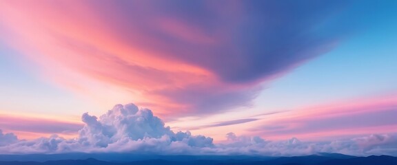 Natural landscape with beautiful clouds, panoramic view
