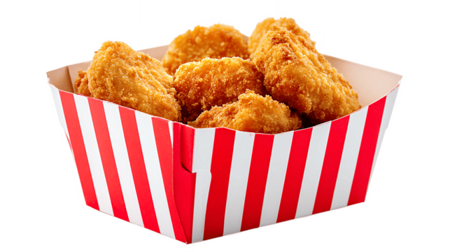 Tasty chicken nuggets boxed isolated on transparent background png  
