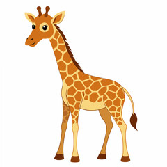 Obraz premium Cute cartoon giraffe isolated on white background. Side view. Vector illustration. 