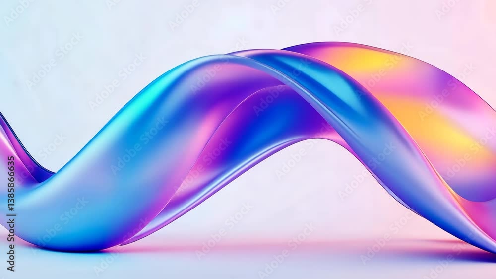 Poster wavy iridescent gradient shape with smooth texture on a light background
