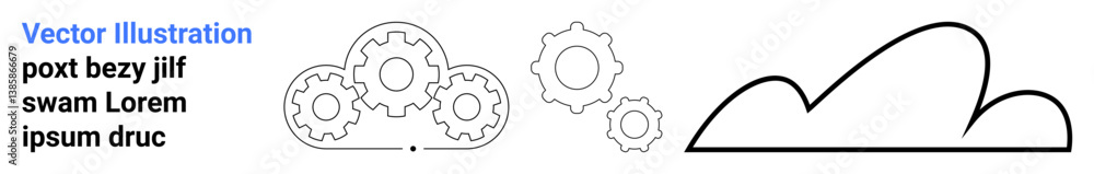 Aufkleber outline of a cloud with interconnected gears symbolizing technology, innovation, and system integrat