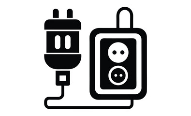 Fototapeta premium electric charging point icon silhouette