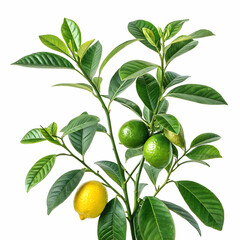 lemon plant on white background