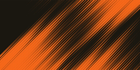 Halftone faded gradient texture with grunge brush strokes. Orange and black banner with grunge frame and dotted texture.