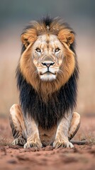 Obraz premium Majestic lion sits in focus