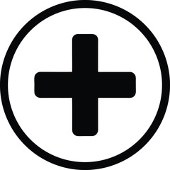 Obraz premium Add Item Positive Sign Silhouette Black Vector