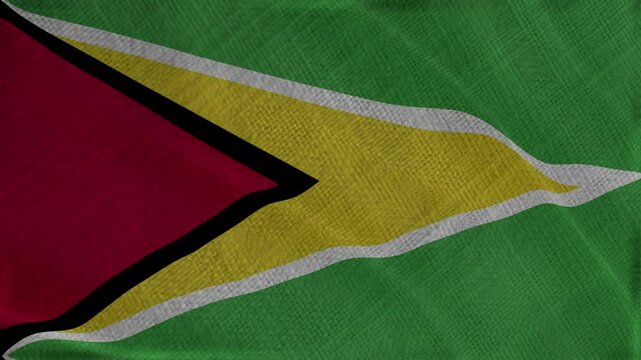 Flag of Guyana, Guyana 3D Animation flag waving in the wind. 4K Guyana Flag Animation waving with fabric texture.
