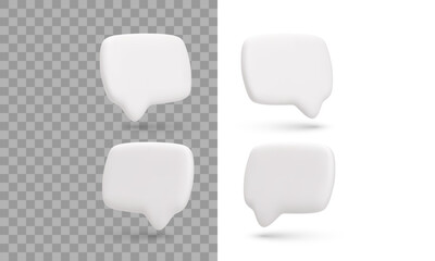 Speech Bubble 3D Icons On Transparent And White Backgrounds. Clean Minimal Design For Chat, Message, And Communication Apps Or UI Projects. Vector Illustration.