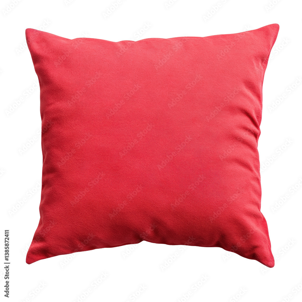 Poster vibrant red pillow with a soft fabric texture ideal for home decor and adding a pop of color to any 