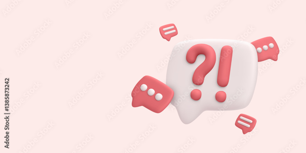 Fototapete Help Chat Icons With Question And Exclamation Marks In 3D Speech Bubble Style. Ideal For Support UI, Feedback, Or Mobile Messaging Apps. Soft Modern Look. Vector Illustration.