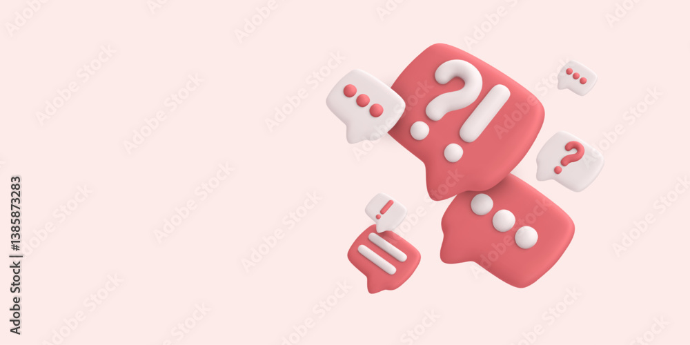 Aufkleber support chat icons with question and exclamation marks in 3d style. perfect for ui, help desk, mobil