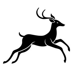Obraz premium Leaping Deer Silhouette Vector – Elegant Wildlife Art in Black and White