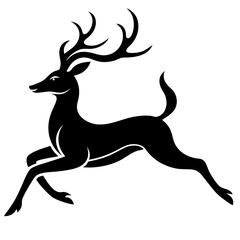 Leaping Deer Silhouette Vector – Elegant Wildlife Art in Black and White