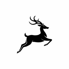 Leaping Deer Silhouette Vector – Elegant Wildlife Art in Black and White