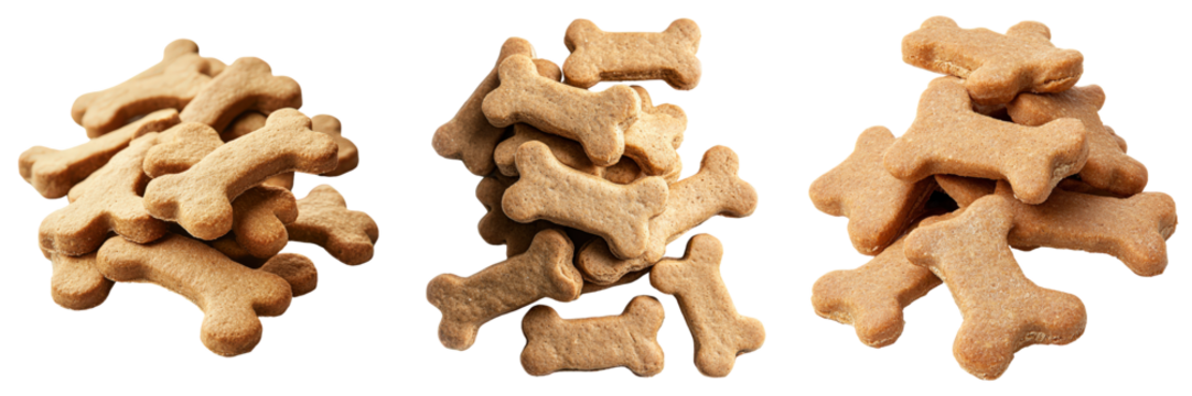 Three panels of crunchy boneshaped dog treats.