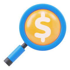 Fototapeta premium Money Search 3D Icon Illustration 