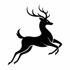 Leaping Deer Silhouette Vector – Elegant Wildlife Art in Black and White