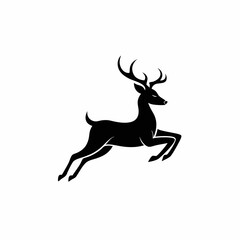 Leaping Deer Silhouette Vector – Elegant Wildlife Art in Black and White