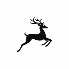 Leaping Deer Silhouette Vector – Elegant Wildlife Art in Black and White