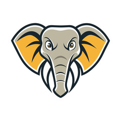 Elephant head Mascot logo on white background